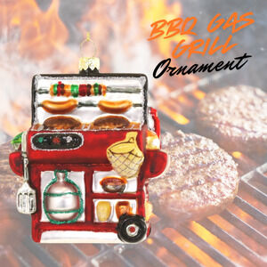 BBQ Red Gas Grill Glass Ornament Cody Foster Grillmaster Foodie Dad Gift